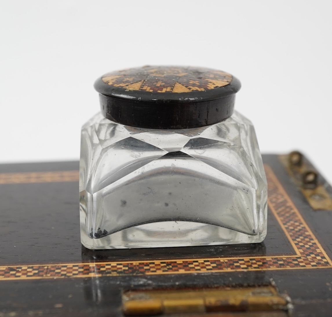 A Tunbridge ware rosewood writing slope, mid 19th century